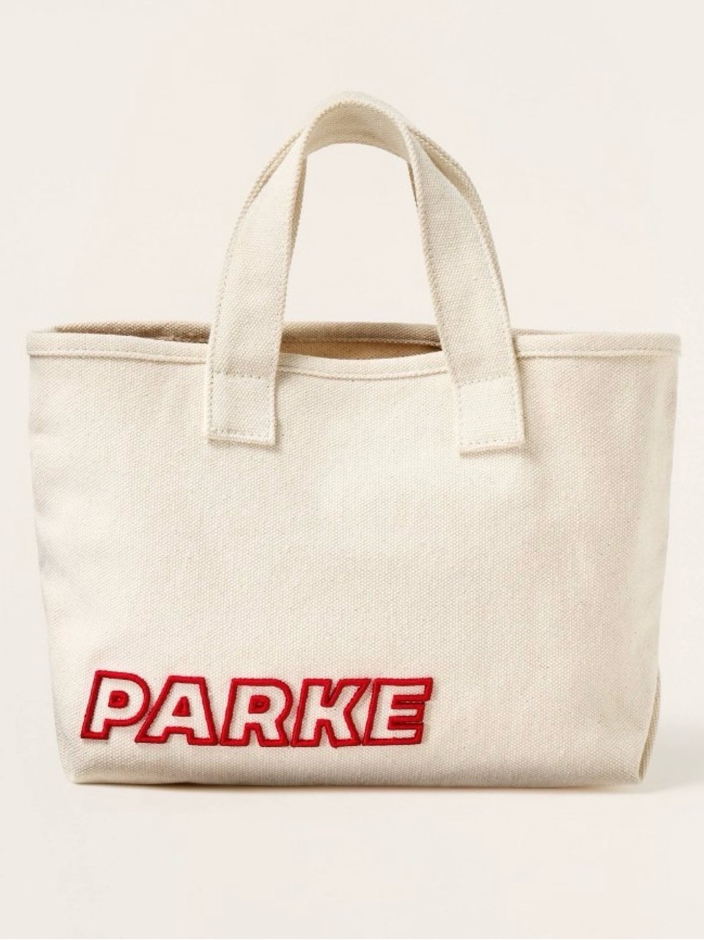 Parke NWT Cream Canvas Tote Bag with Red Logo